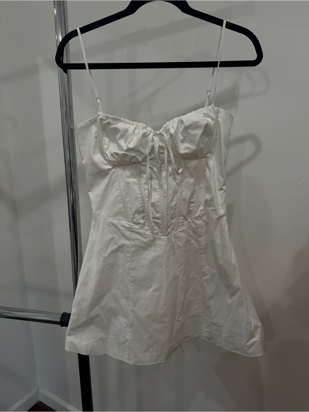 White Mini Dress with Bustier Detail - Women's